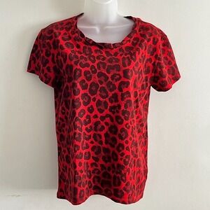 Pam & Gela Leopard Print Shirt Womens XS Oversize Red Grunge Glam Retro Punk Y2K